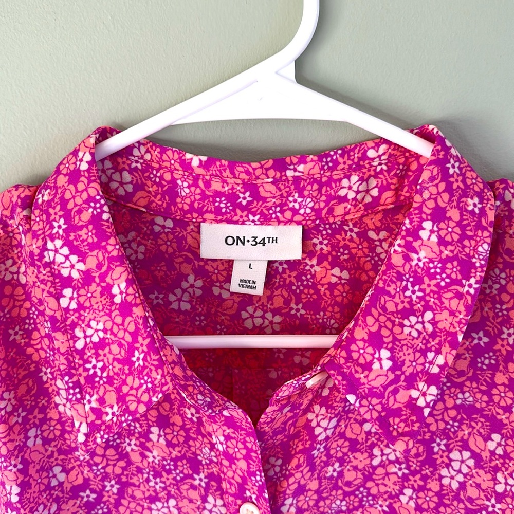 New Pink Flowered Blouse - On 34th - Sz L